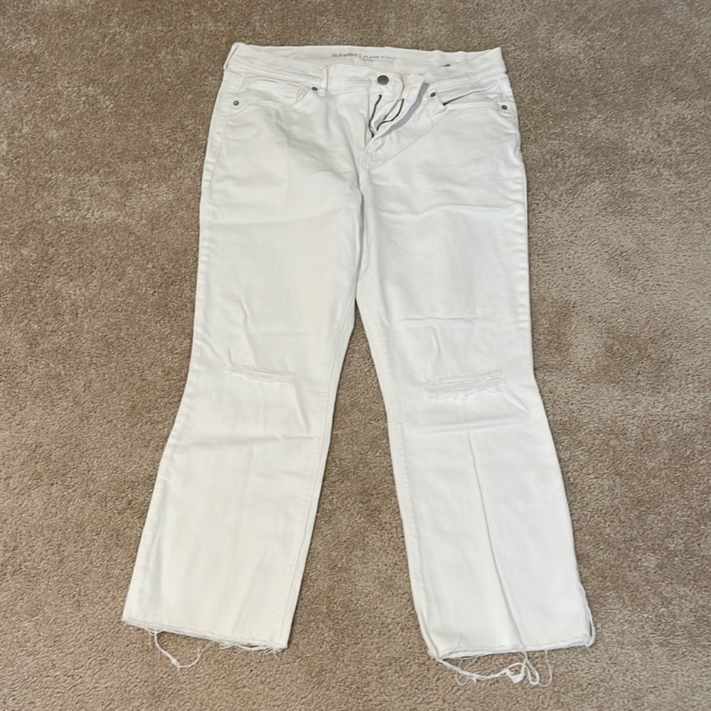 Distressed ankle flare jeans